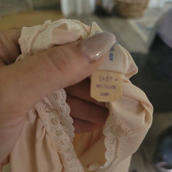 Vintage Katz Medium sheer Nightgown with Lace Trim & Floral Embroidery flowers - Picture 5 of 8